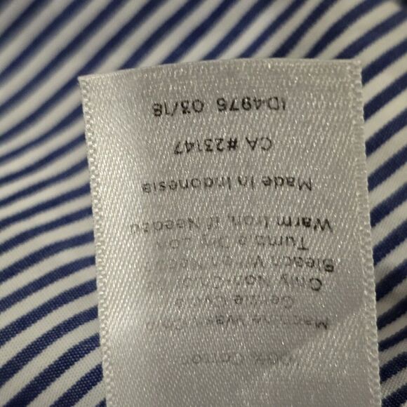 Talbots Top Womens 3X Polka Dot Button Up Long Sleeve Blue Striped Office Career - Picture 12 of 15